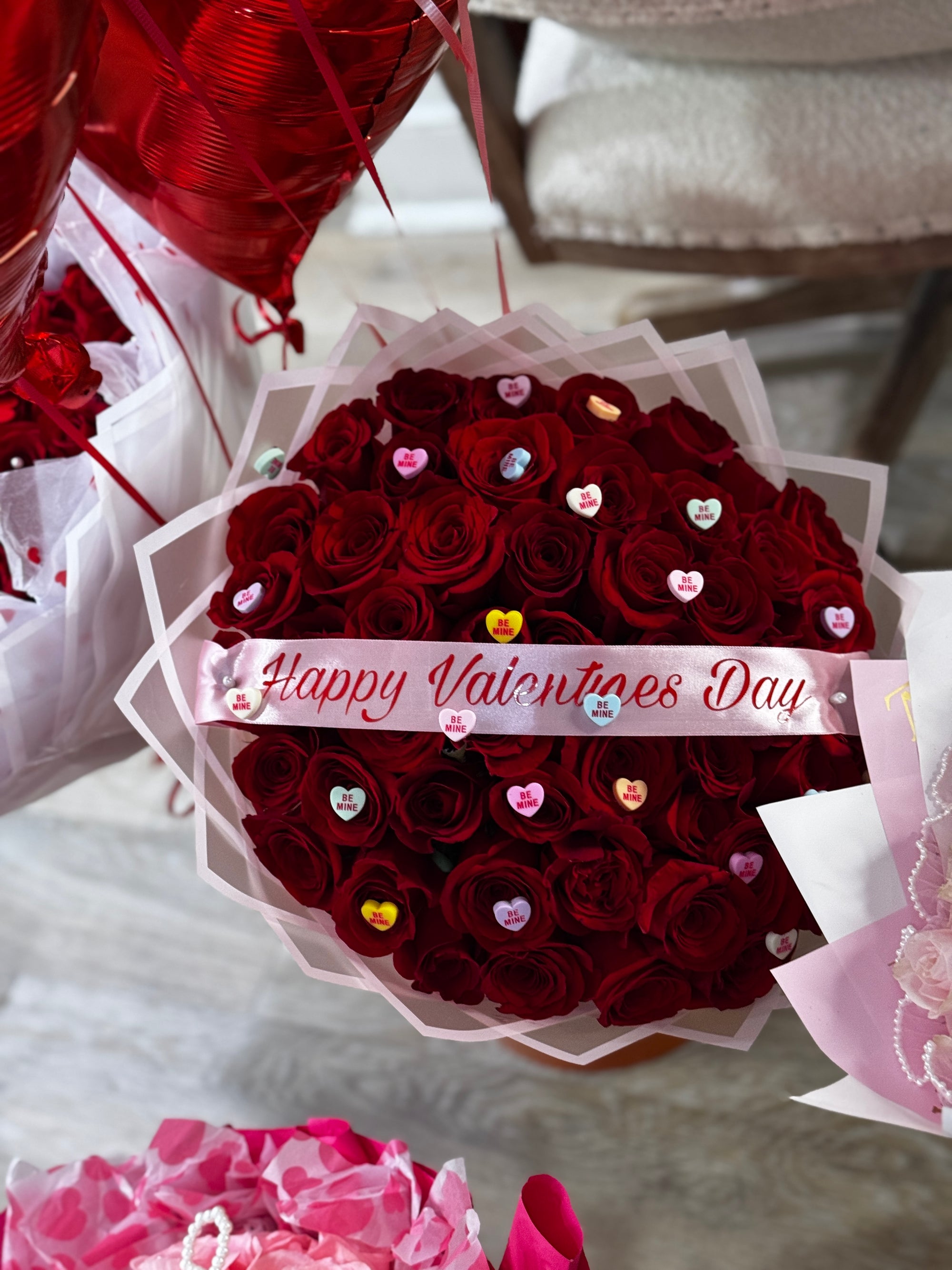 Candy Hearts Valentines Bouquet